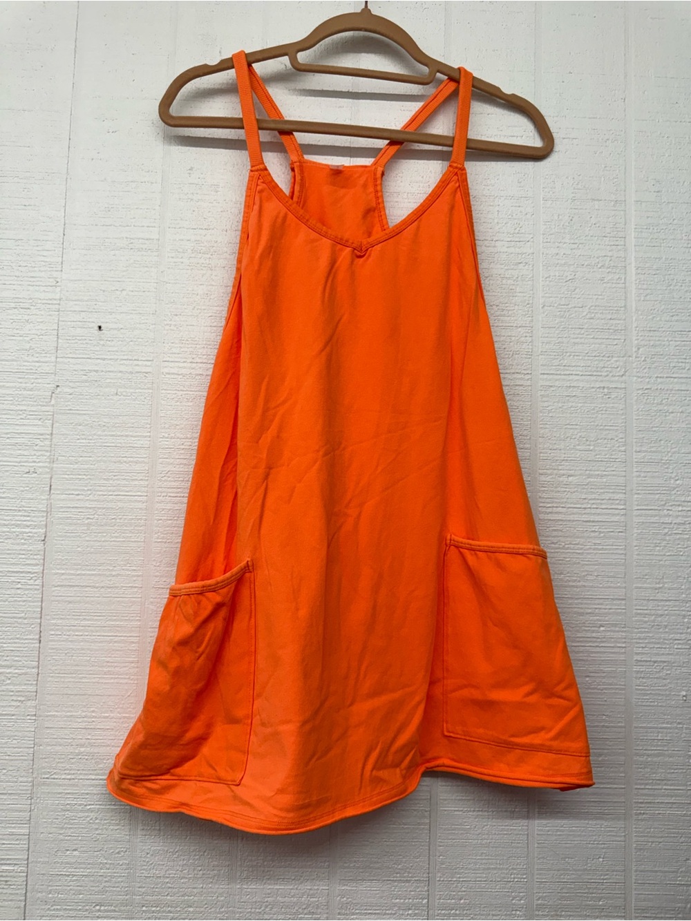 Free People Neon Orange Sleeveless Pocket Hot Shot Romper